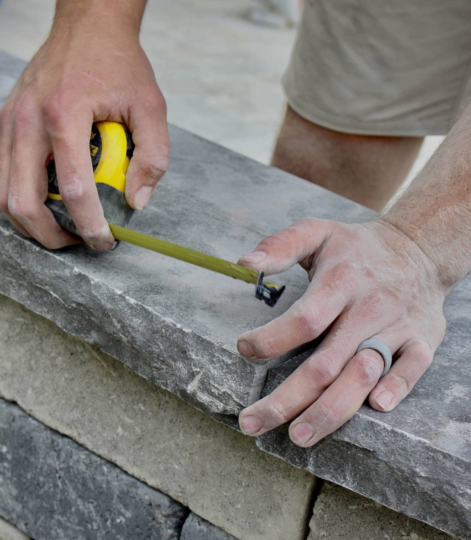 Measuring retaining wall stone