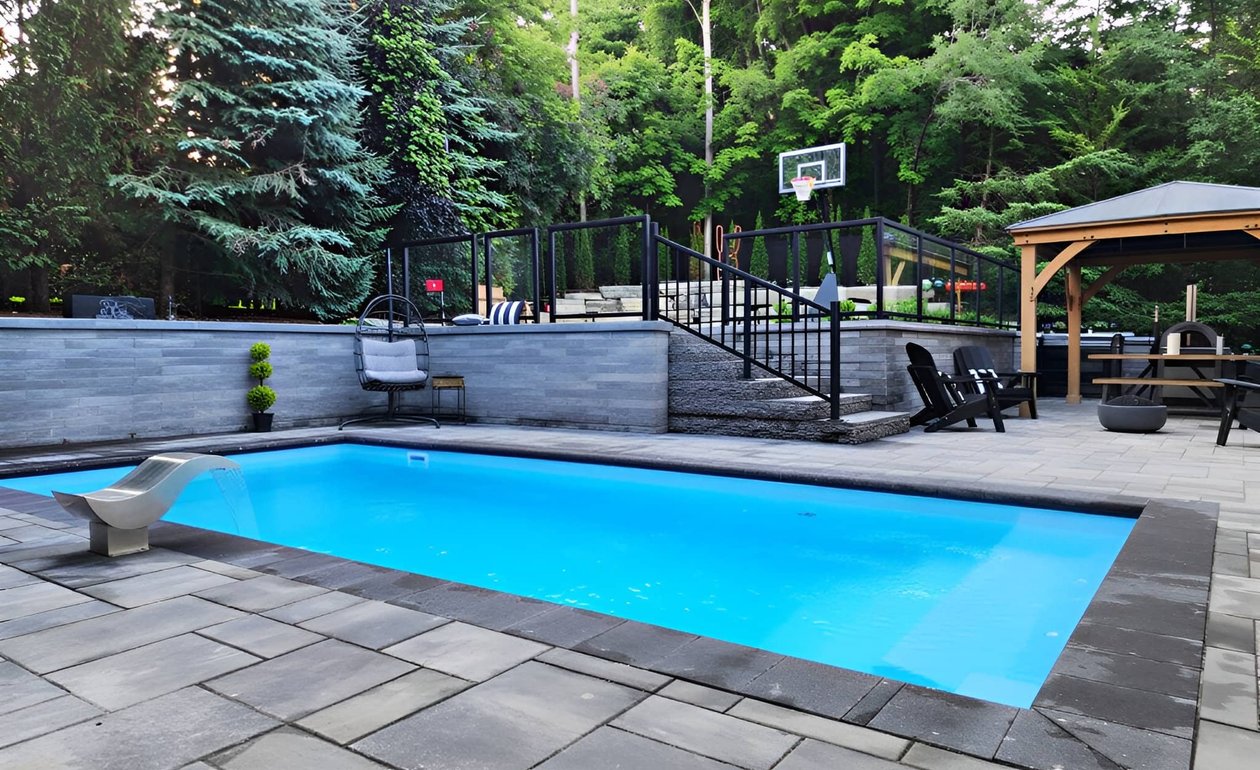 Harscaping around pool